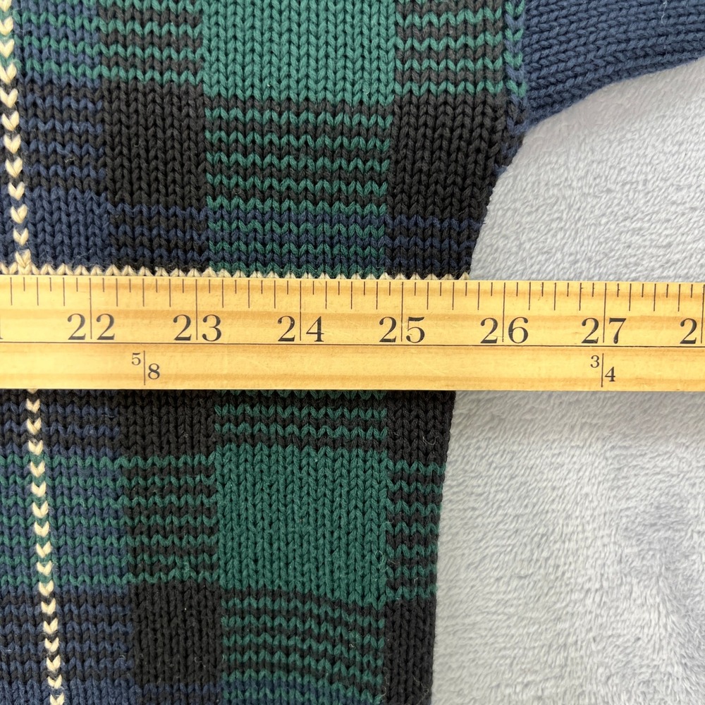 Vtg. Bugle Boy‎ Classics Plaid Cotton Sweater XL Crew Neck Pullover Green Blue - Picture 7 of 9